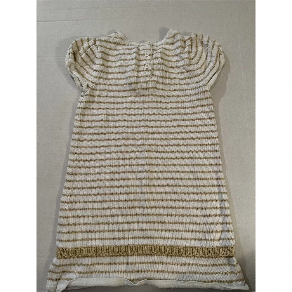 Girls Gymboree Size 3t Sweater Dress White And Gold Metallic